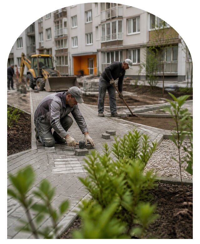 Благоустройство двора многоквартирного дома в Волхове